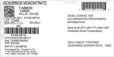 Label (62559 252 01 Isosorbide Mono 10mg 67046 1687 30)